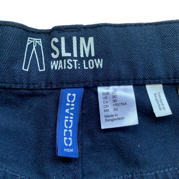 H&M Slim-Fit Cotton Pants | Size 31 | Navy - Picture 6 of 13